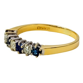 18ct gold Sapphire/Diamond half eternity Ring size O